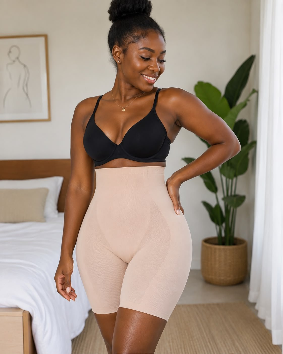 Short gainant taille haute pour femme